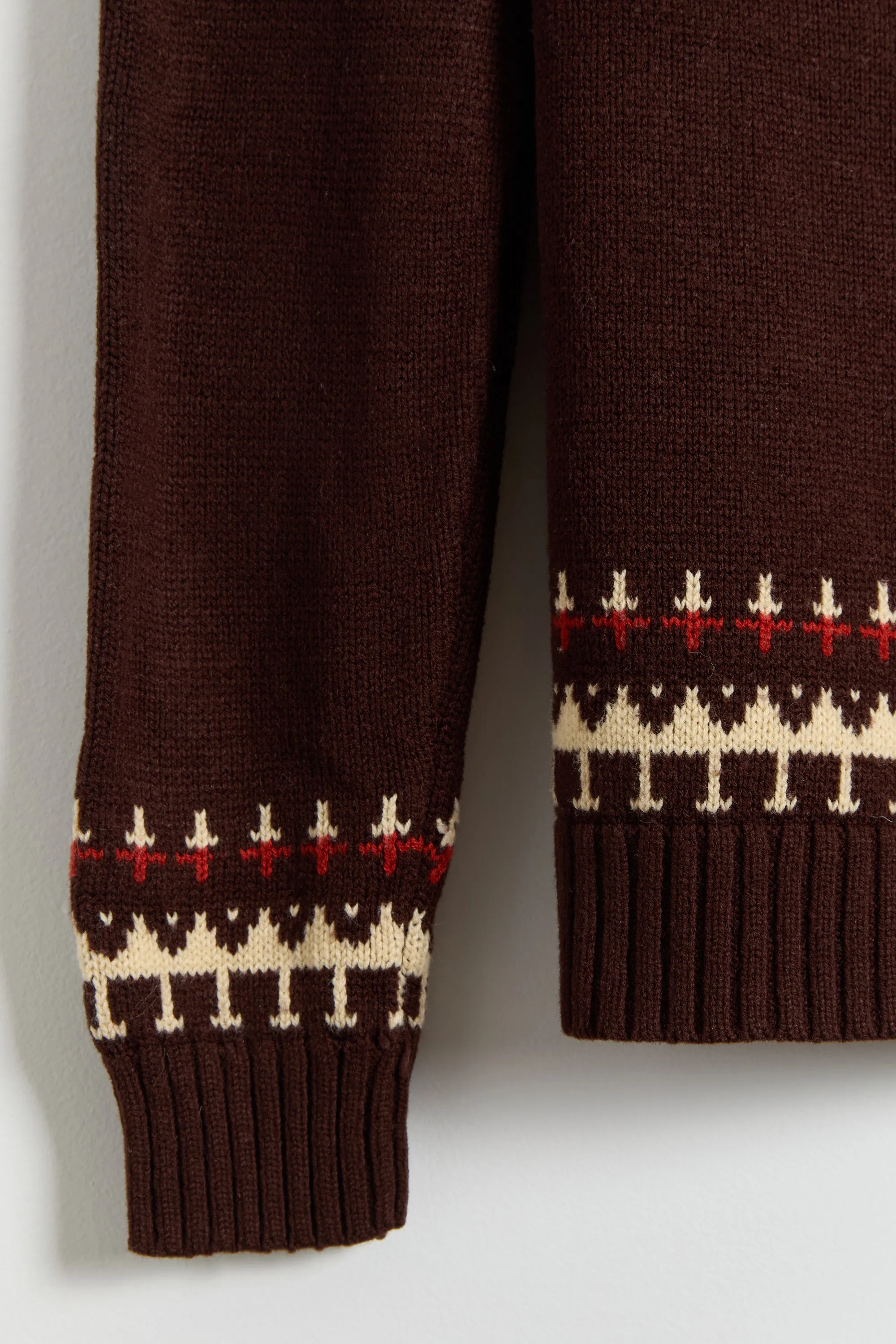 70s Brown Tan Red Fair Isle Crew Sweater M/L