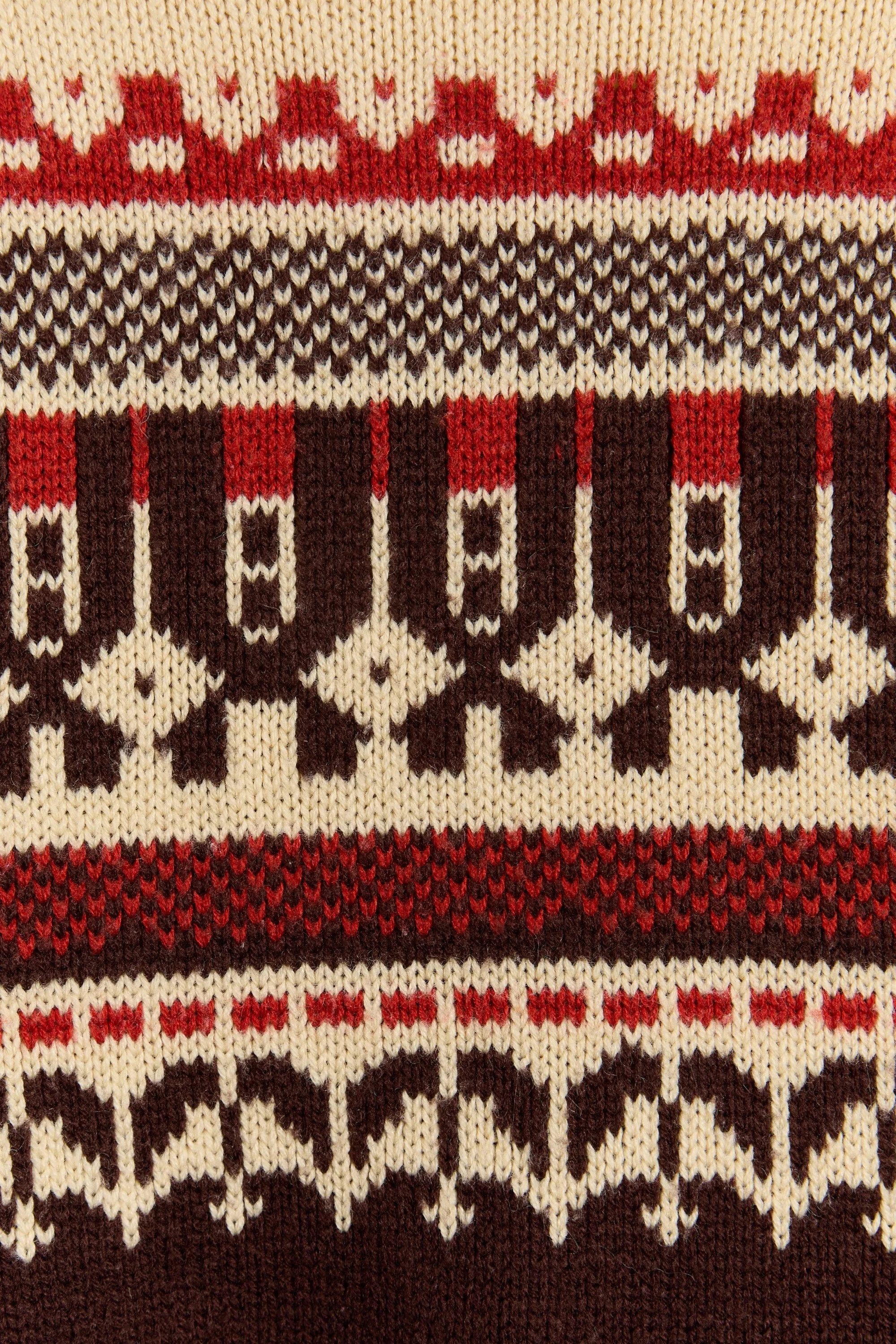 70s Brown Tan Red Fair Isle Crew Sweater M/L