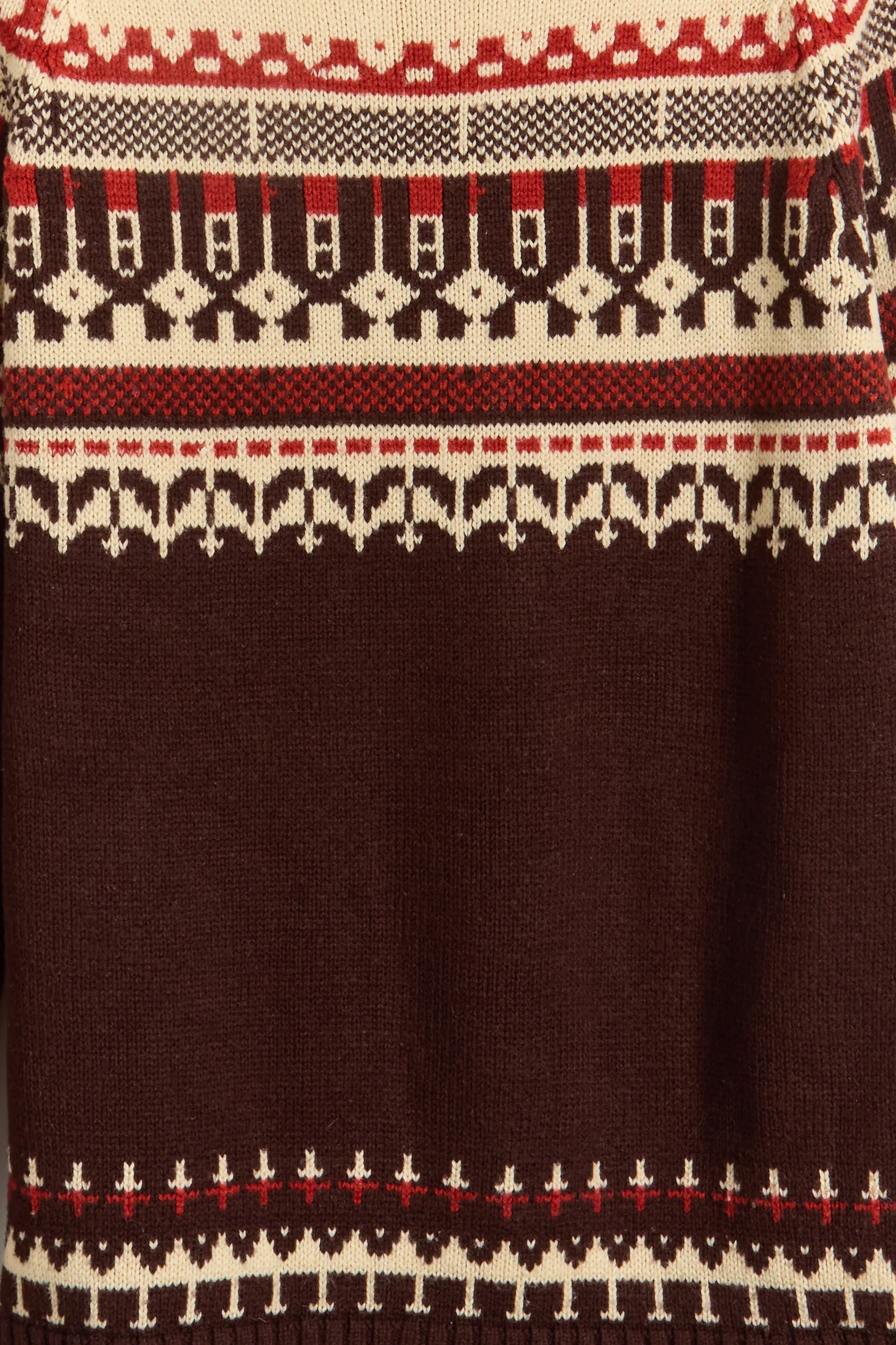 70s Brown Tan Red Fair Isle Crew Sweater M/L