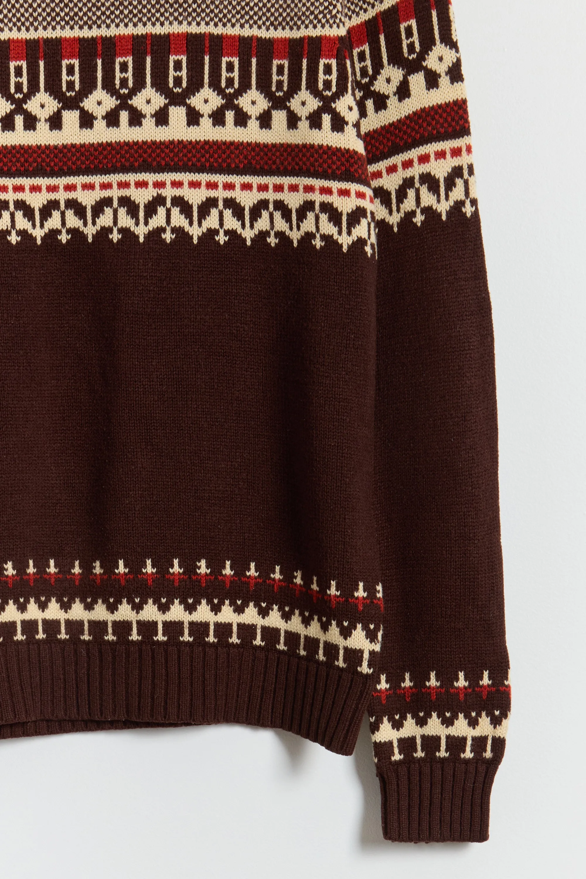 70s Brown Tan Red Fair Isle Crew Sweater M/L