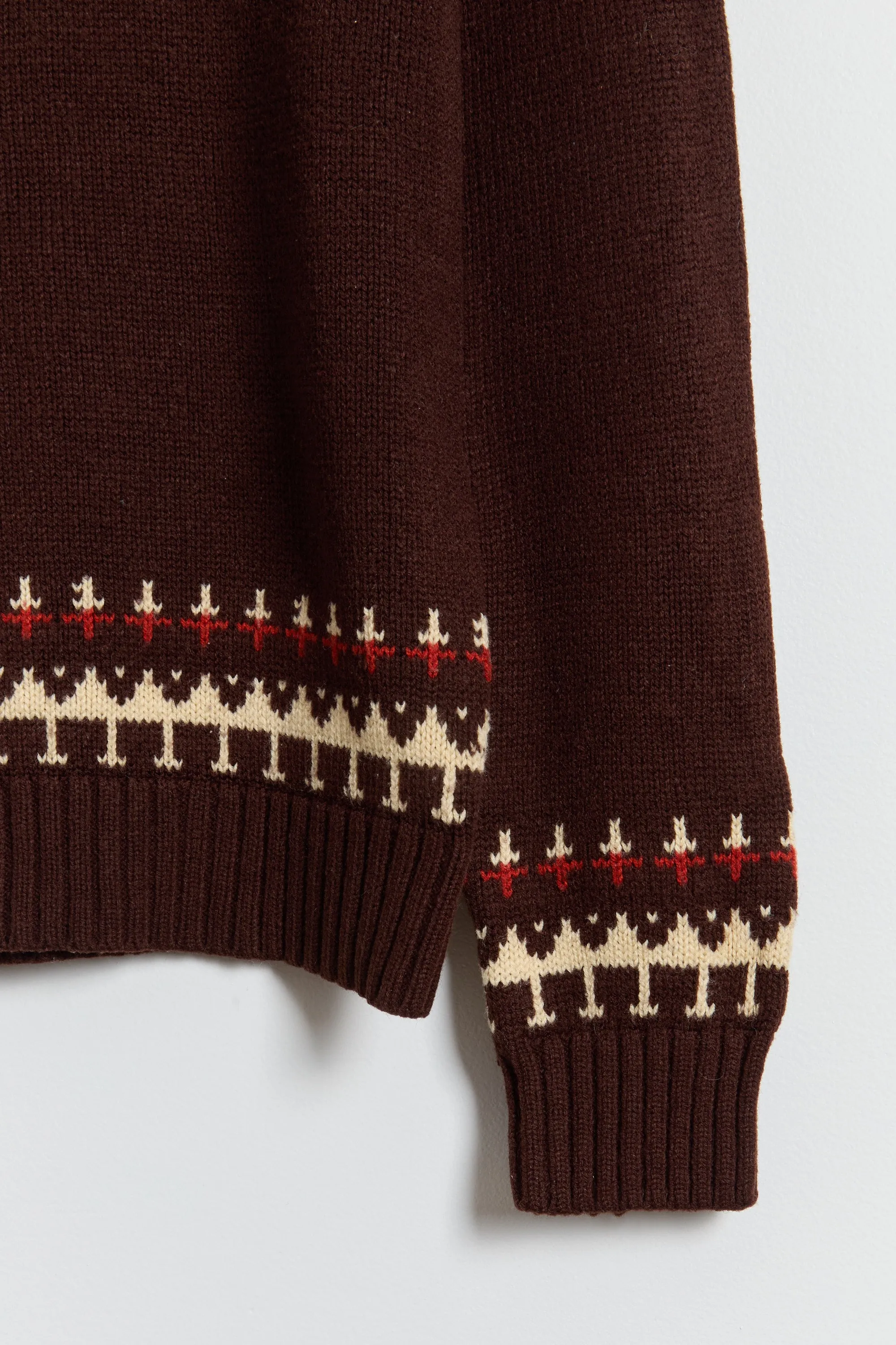 70s Brown Tan Red Fair Isle Crew Sweater M/L